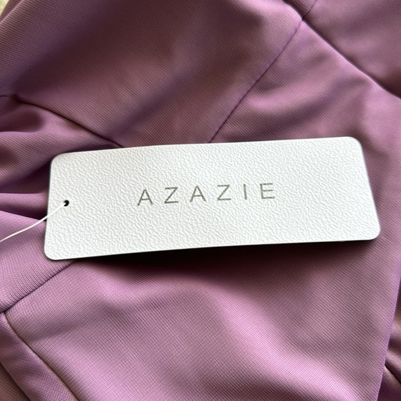 Azazie DEANDRA Fitted Pleated Mesh Long Dress Wisteria NWT - Picture 9 of 14